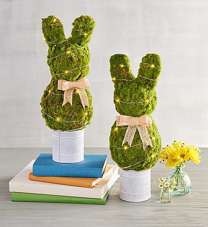 Easter Bunny Faux Topiaries - Set of 2 